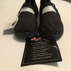 Shoes Flats 8 Brown Black Woven Stretch NWB